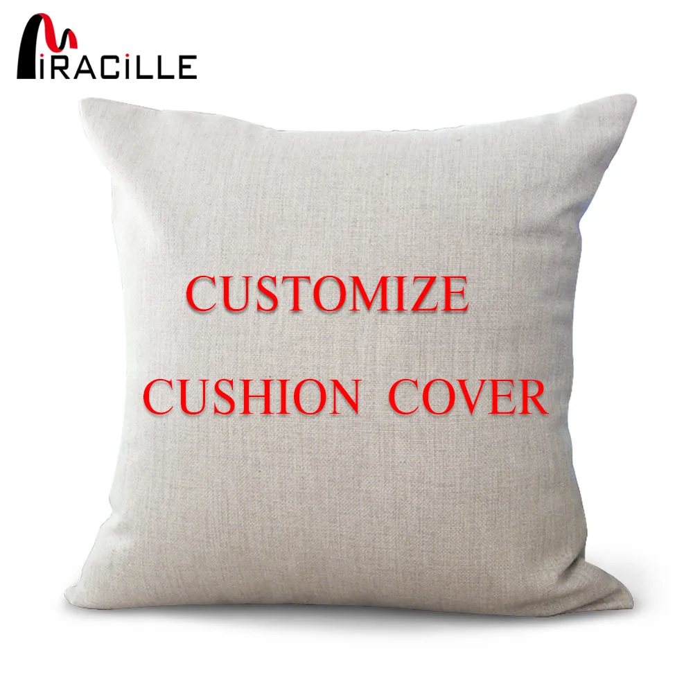 

Miracille Customized Cushion Cover with Your Image Printed Cotton Linen Throw Pillowcase Home Decor for Family Friends Gifts