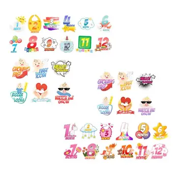 

12 Pcs Set Newborn Baby Monthly Stickers Pregnant Monthly Milestone Stickers Photography Props