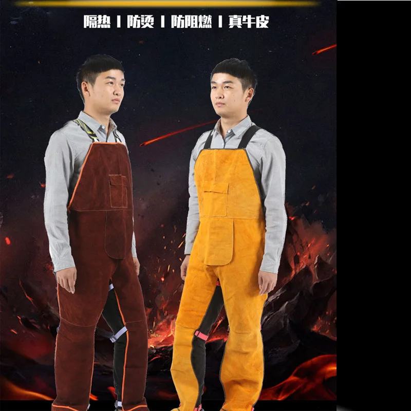 

Supply Cowhide Electric Welding Protection Suit High-temperature Resistant Welder Welding Labor Overalls Anti-Flame Retardant He