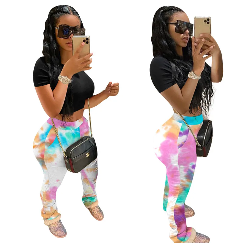 2020 Women's Tie-Dyed Printed Trousers Pleat Lift Hips Slim Fit Breathable Moisture Wicking Pants Tie Dyed Pants 2020 Women's Tie-Dyed Printed Trousers Pleat Lift Hips Slim Fit Breathable Moisture Wicking Pants Tie Dyed Pants