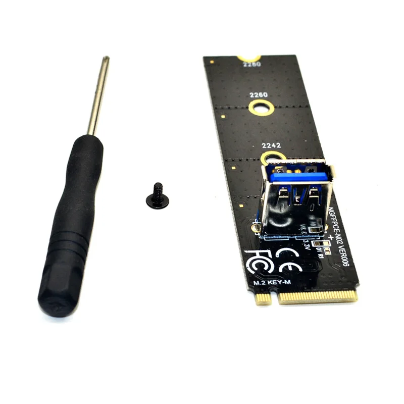 NEW NGFF M.2 to PCI-E X16 Slot Transfer Card Mining Pcie Riser Card VGA Extension Cable Molex 4Pin 6Pin SATA for Miner Antminer