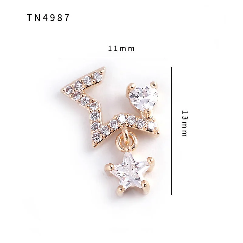 

5 шт., подвески для ногтей с цирконом