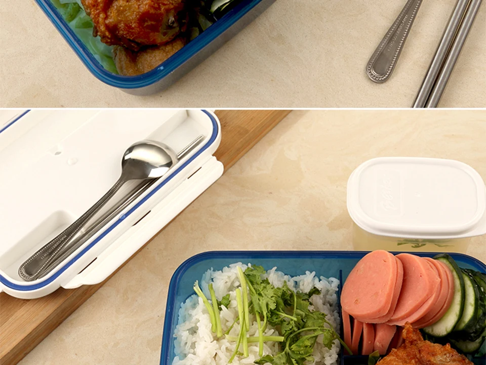 1000 мл Microwavable японский контейнер для завтрака контейнер для хранения еды Bento с ложками палочки для еды для детей