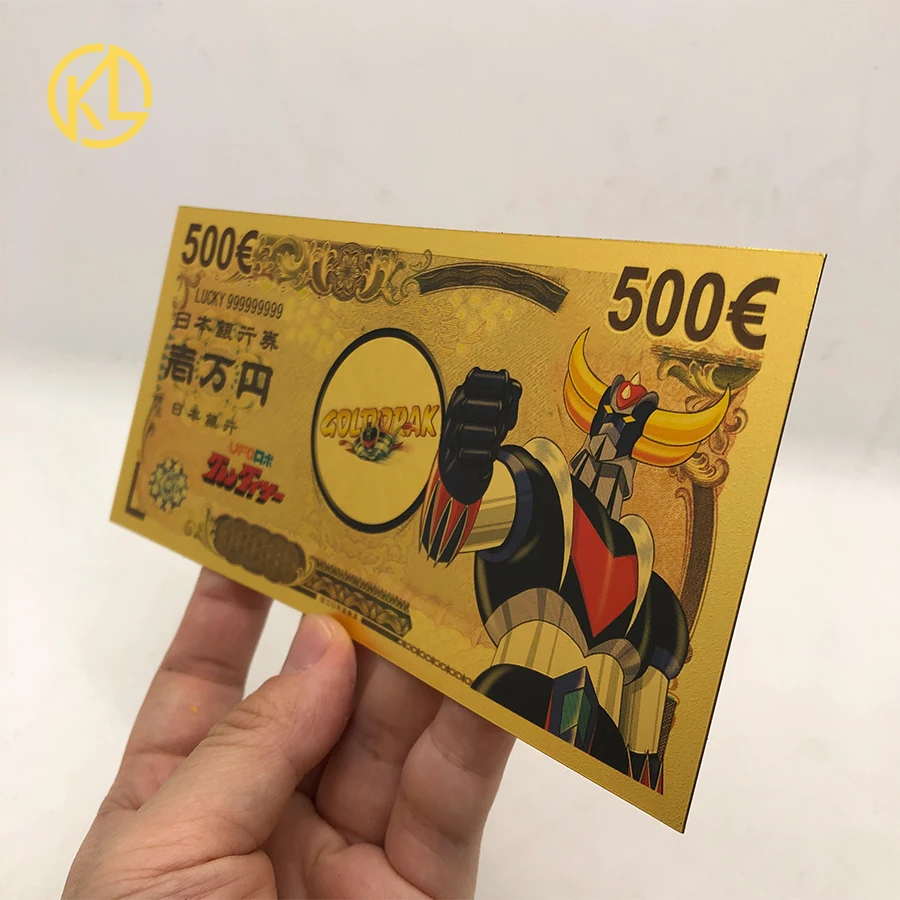 1set Japanese Anime UFO Robot Grendizer Goldorak Gold Foil Banknote Plastic Cards for Collection and Gifts