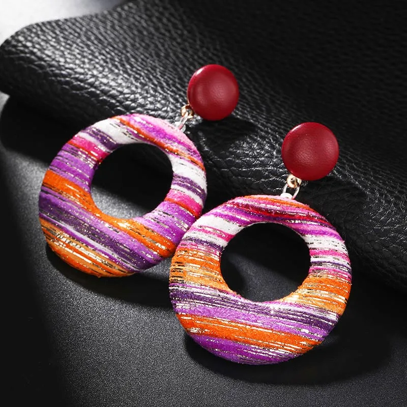 

2019 New Fshion Earring for Women Big Round Polychromatic earrings color bohemian earrings Drop Earrings Gift for Best friend