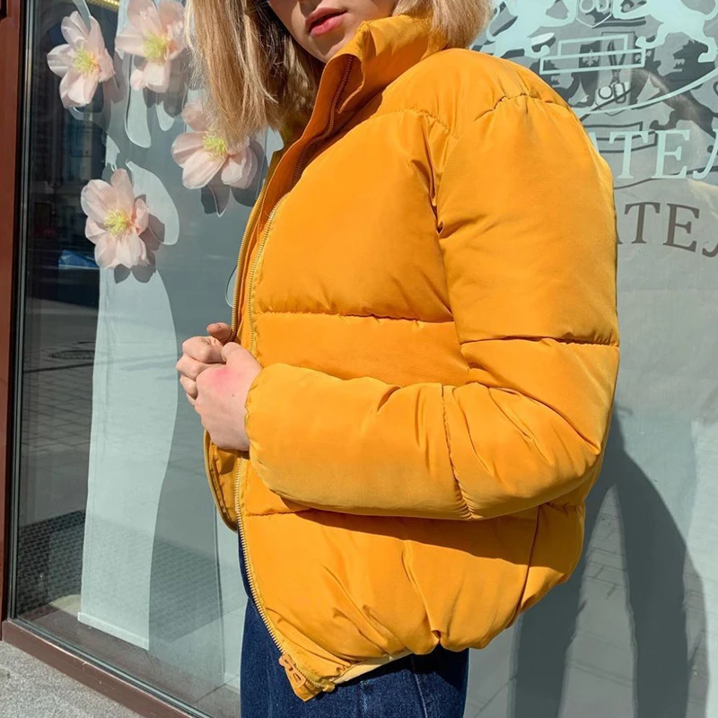 Sfit Women Bubble Coat Solid Standard Collar Oversized Short Jacket Winter Autumn Female Puffer Jacket Parkas Fashion Mujer