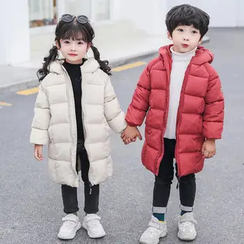 

Girls Down Jacket Boy Long Thicken Warm Coat Children Winter Outerwear Baby Girl Casual Hooded Winter Down Cotton Clothing2-10Y