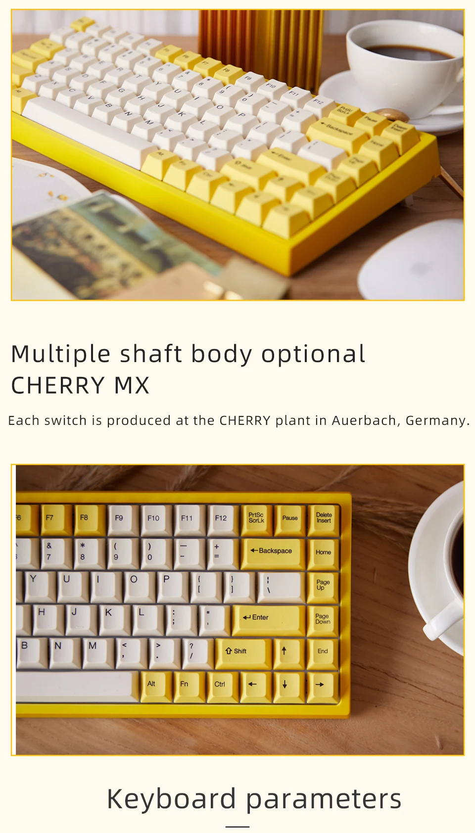 Keycool cheir желтый цвет 84 клавиши механическая клавиатура PBTdye sub pbt keycap Cherry switch Клавиатура для ноутбука