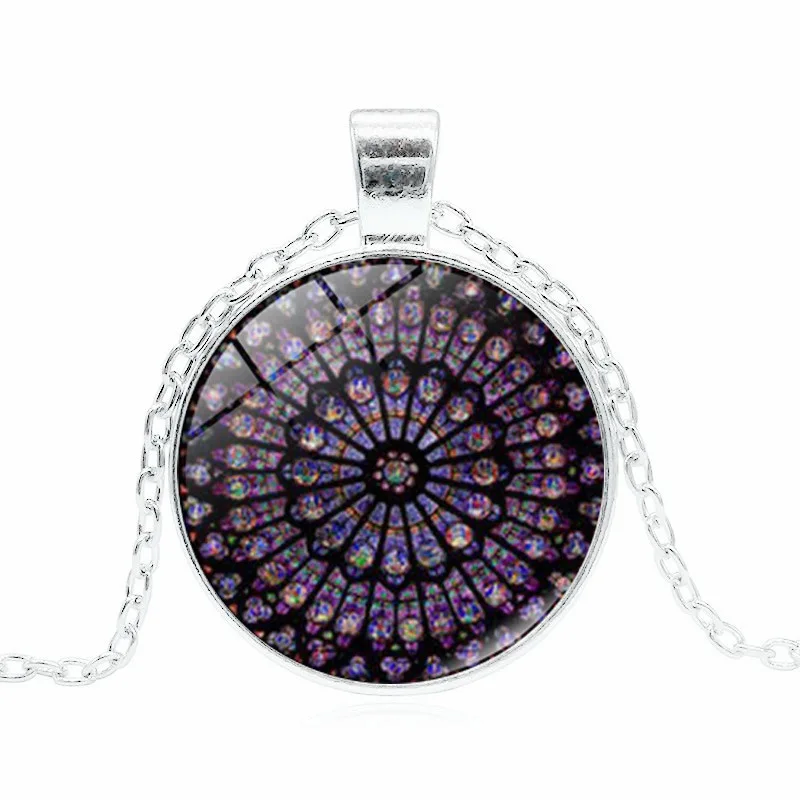 

Accessories Notre Dame Rose Window Time Stone Pendant Necklace Creative Remember Small Gifts