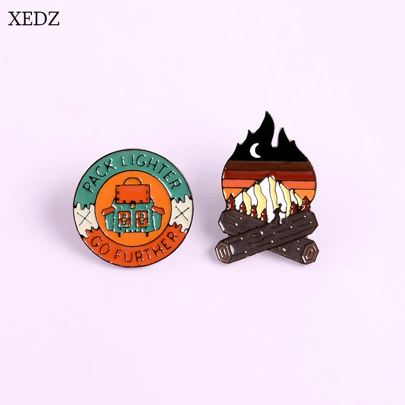 XEDZ новая упаковка новый рюкзак брошь в виде деревянного огненного стека модный