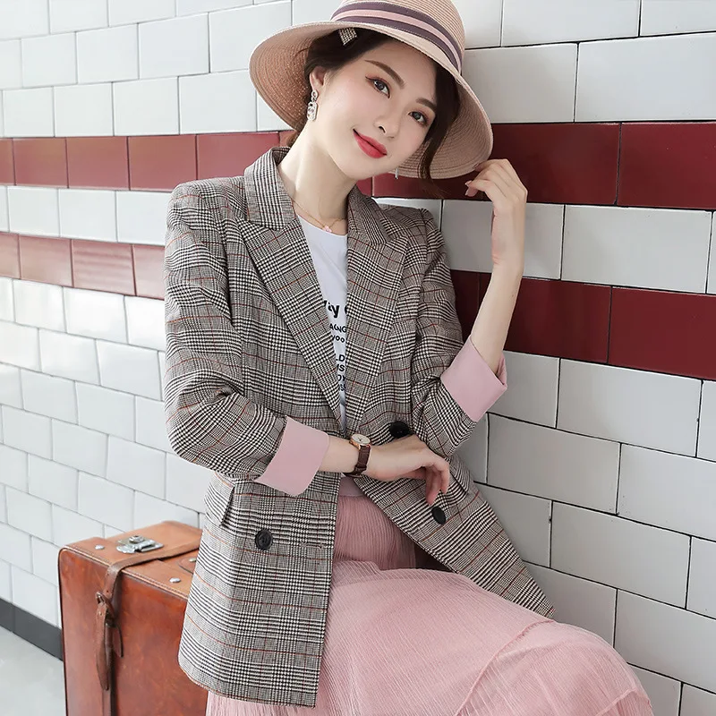 

Plaid Small Suit Coat Women's 2019 New Style Spring And Autumn British-Style Casual CHIC Online Celebrity Pattern Blazer