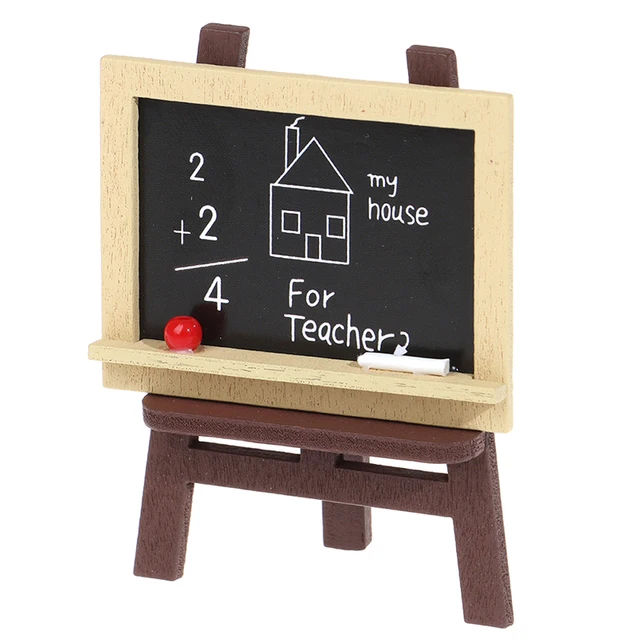 1Set Miniature Blackboard Chalkboard W/ Easel Dollhouse Classroom Accessory 3