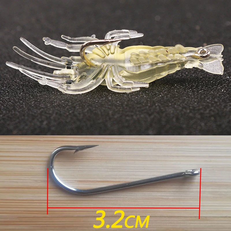 10pcs Herbivorous Shrimp Soft Lures 5cm 1.3g Jigs Squid Artificial