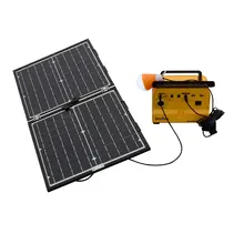 24 pieces batteries included full set mobile charging system poly crystalline panel multi functional controller wire Led bulb