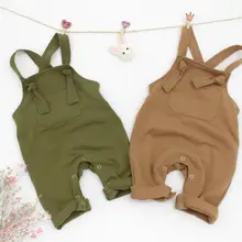 Новинка года, Летний комбинезон для малышей штаны на подтяжках для малышей однотонный комбинезон для маленьких мальчиков, зеленый/коричневый цвет, милый комбинезон для девочек, штаны для детей