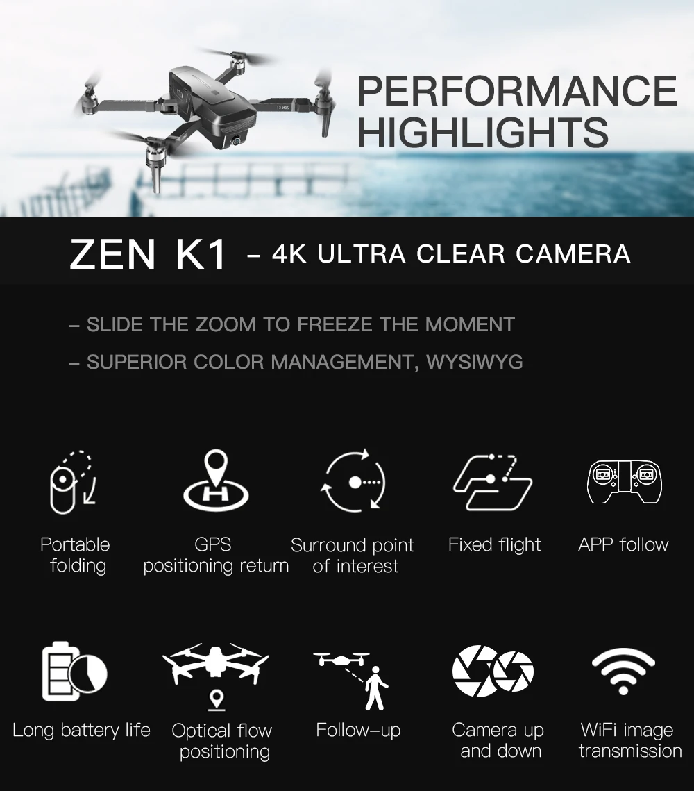 K1 RC Drone GPS with 4K HD Camera Gesture Control 5G Wifi FPV Brushless Flight Time 28mins Foldable Quadcopter Toy For Kids