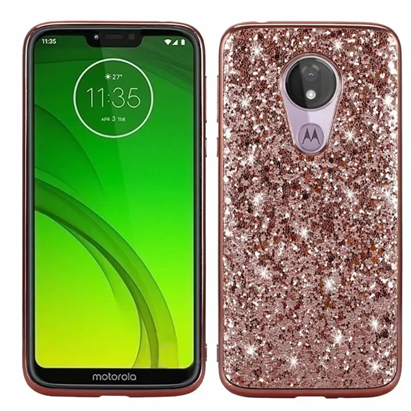 pink Блестящий Мягкий чехол для motorola moto G7 Play чехол для motorola moto g7 power G 7 power чехол для телефона - Цвет: pink