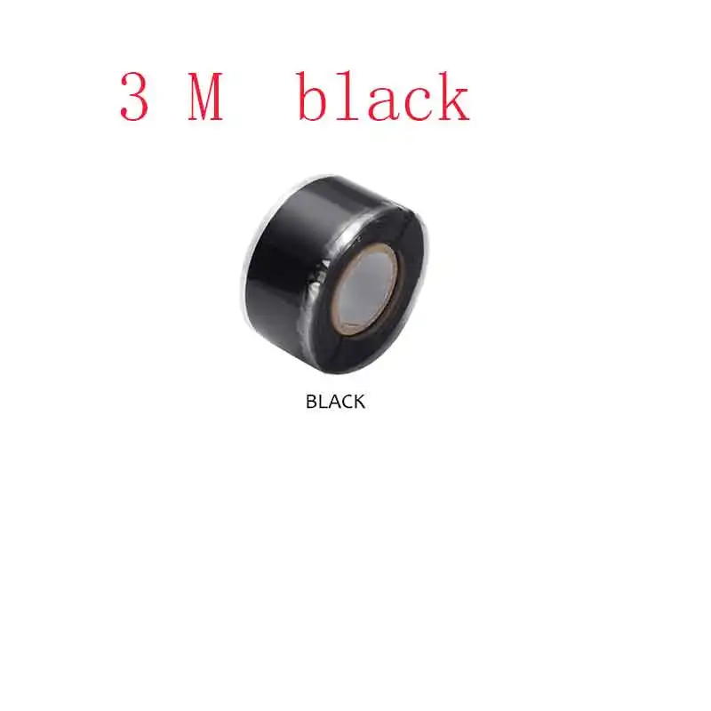 25mmx3M black 3M новая многоцелевая самоклеящаяся прочная черная резиновая силиконовая лента для ремонта водонепроницаемая клейкая лента спасательная самоплавляющаяся проволока - Цвет: 25mmx3M black