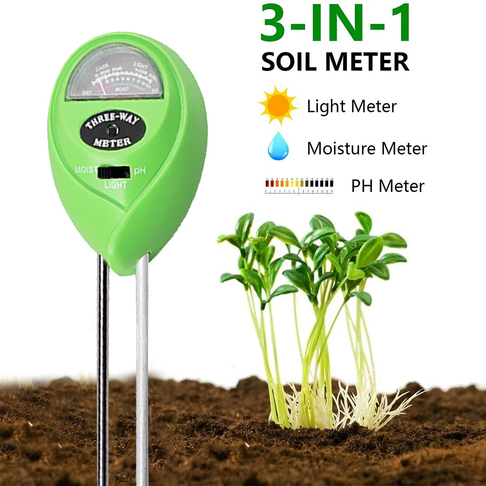 3 Luz de Agua Probador de suelo in1/ph/Prueba de Humedad Medidor Herramienta De Siembra Planta De Jardín 