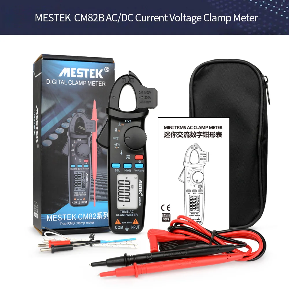 CM82B MESTEK мультиметр Цифровой клещи AC DC ток зажим напряжение Сопротивление Емкость Тестер 40-1000 Гц Авто Диапазон Amperimetro - Цвет: CM82B