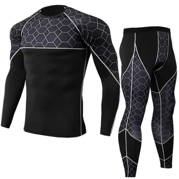 

Men's PRO Fitness Running Sports Training Tights High Elastic Breathable Quick-drying Suit Suit Track and Field Two-piece Suit