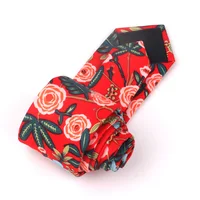Nowe w kwiatki krawat dla mężczyzn kobiety cienka bawełna krawat na wesele Casual męskie krawaty klasyczne garnitury kwiat wydruku krawat s Cravat 3
