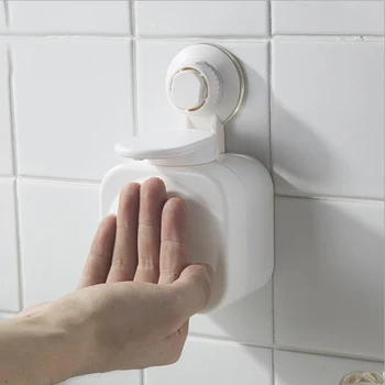 

Bathroom Suction Cup Liquid Soap Dispenser Wall Mounted Waterproof Soap Box Plastic Press Portable Space Saving Bath Supplies