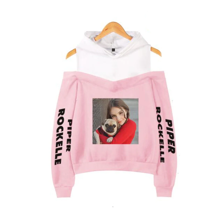 

Женская толстовка с капюшоном Piper Rockelle Merch, уличная одежда в стиле хип-хоп с длинным рукавом, пикантная флисовая куртка с открытыми плечами и капюшоном, верхняя одежда