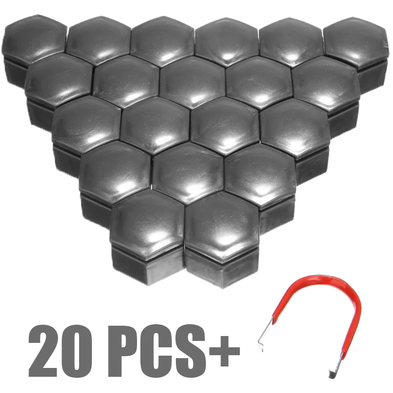 20pcs Gray 22mm Car Wheel Nut Bolt Cap Cover with Removal Tool Wheel Nut Caps Set Fit For Vauxhall Insignia