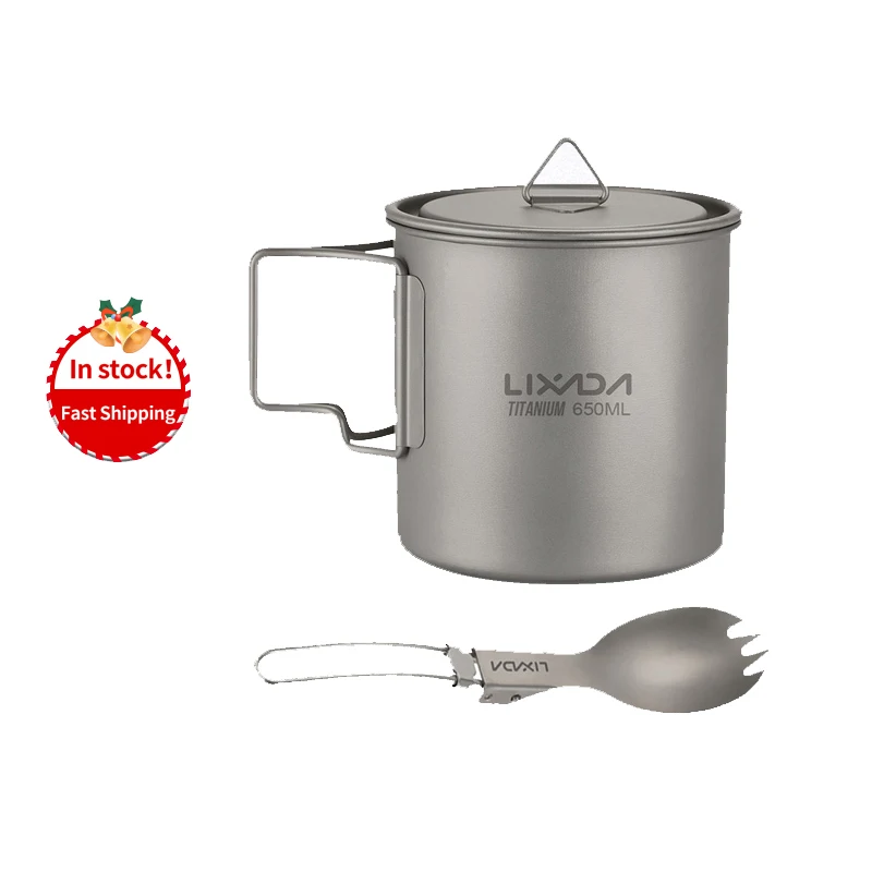 Mug Water-Cup Titanium-Cup Ultralight Foldable Picnic Lixada 650ml/750ml Handle 