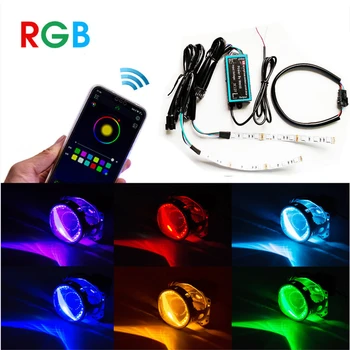 

2Pcs 12V 18 LED RGB Car Headlight LED Devil Eye Lamp Car App Remote Control