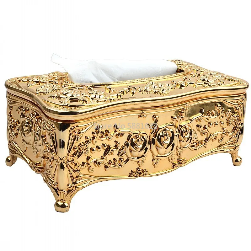 Gold/Silver European Luxury Acrylic Tissue Box Hotel Restaurant Napkin Holder Household Tissue Box WF911350 2