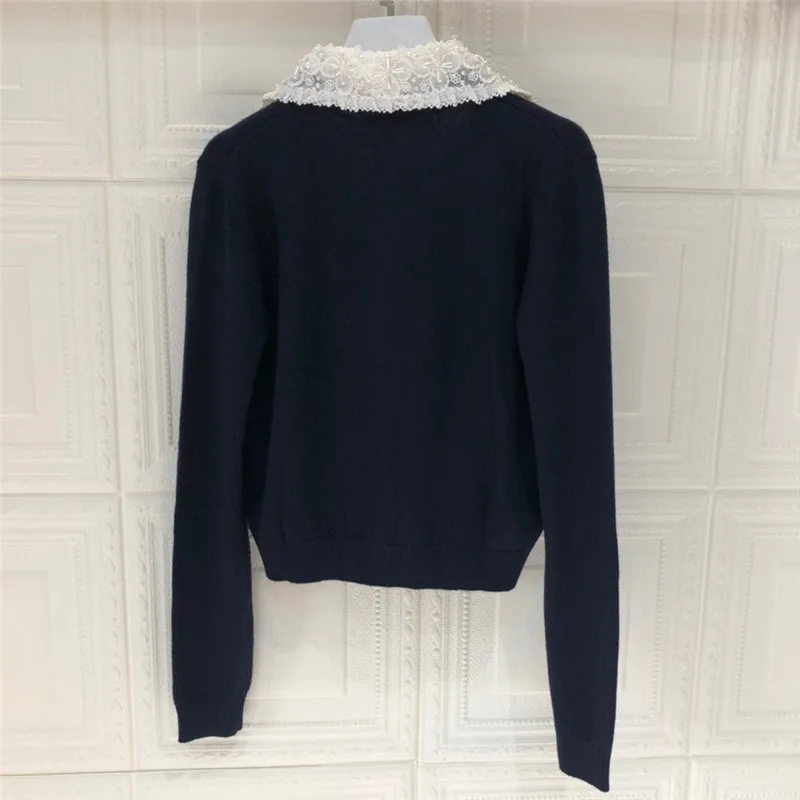Elegant Lace Beading Cardigans Women Long Sleeve