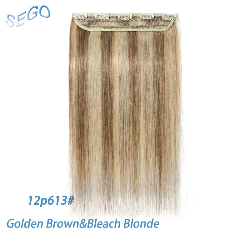 12P613 SEGO 1"-24" клип в одном куске настоящие человеческие волосы для наращивания 1 p/w 5 клипов не Реми кусок прямые индийские волосы 40 г-60 г - Цвет: 12P613