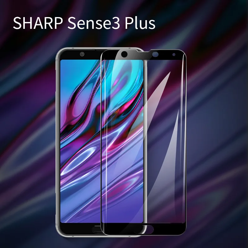 Закаленное стекло для Sharp Aquos sense 3 lite черное защитное 3d с полным покрытием sense3