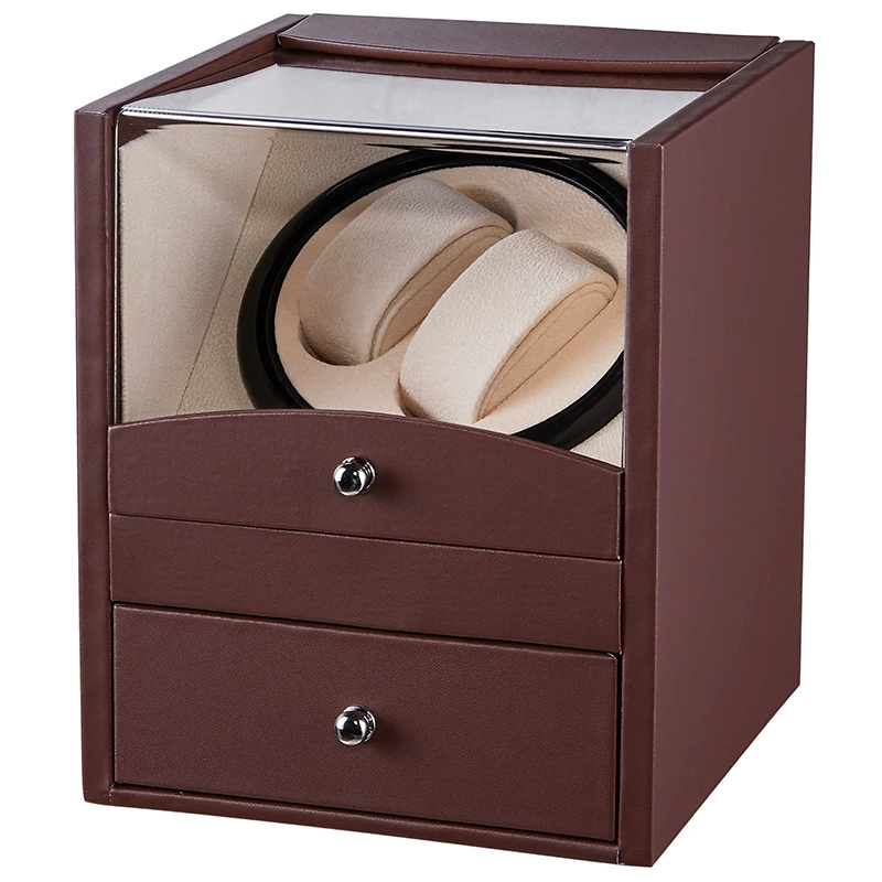 

Automatic Mechanical Watch Winder Box 2 Watches Winding Case Silence Motor Watches Jewelry Storage Organizers Holder Watchwiner