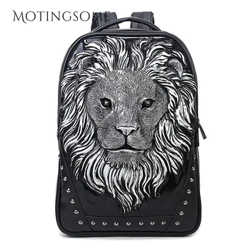 

Fashionable Backpack Lion Head Studded Rivet Backpack Halloween Bag Travel Punk Rock Backpack Laptop School 2020 Bag Trend New