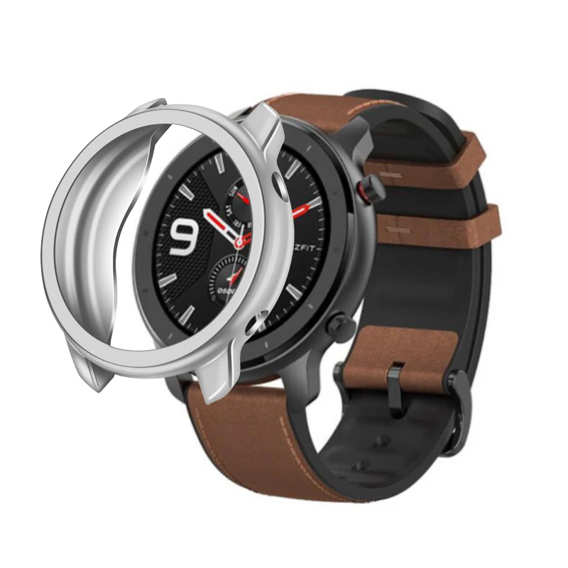 Custodia Protettiva RuenTech Per Amazfit GTR 47mm - Paraurti In TPU Morbido Trasparente (Nero) - 4