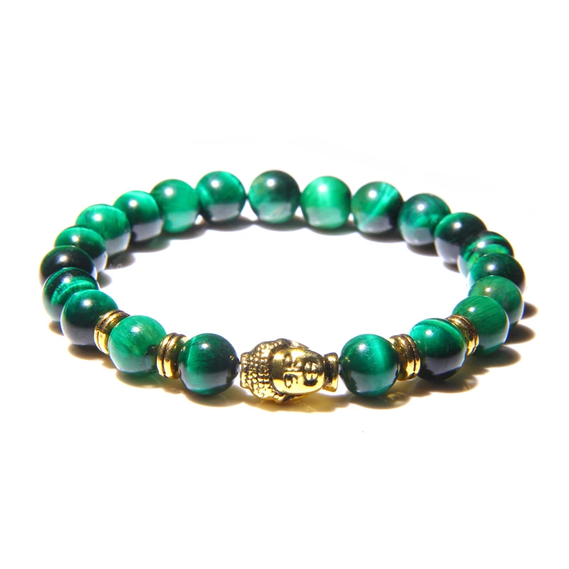 Fashion AAA Royal Blue Tiger Eye Men's Bracelet Beads Natural Stone Buddha Stretch Charm Bracelets for Women Men Jewelry