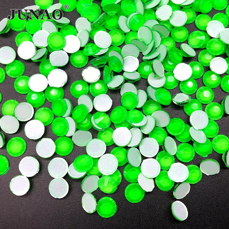 

JUNAO SS16 SS20 неон зеленый не горячая фиксация стеклянные стразы Flatback Стеклянные Камни для ногтей страз алмазные украшения для ногтей
