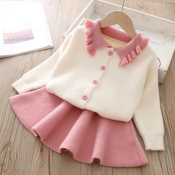 

KISBINI Sweet Autumn Toddler Baby Girls Clothing Sets Knitting Long Sleeve+Dress 2PCS Birthday Princess Dress Kids Clothes 2019
