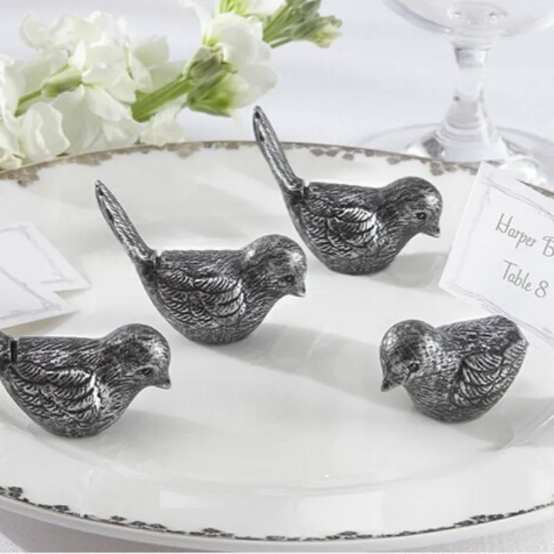 

10pcs Antique Resin Bird Memo Clips Photo Folder Hi Card Holder Clamps Stand Card Desktop Message Crafts Wedding Decor Ornaments