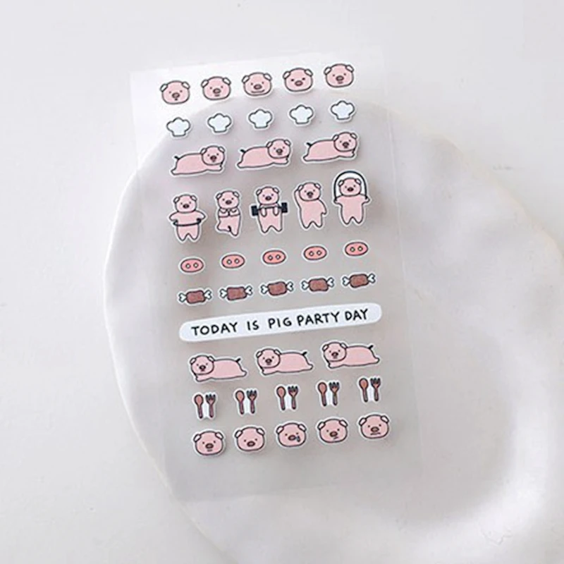 Suatelier Mini Series Stickers No.111 Pig Party Day Cute Scrapbooking Journal Sticker Planner Decoration DIY Craft Supplies