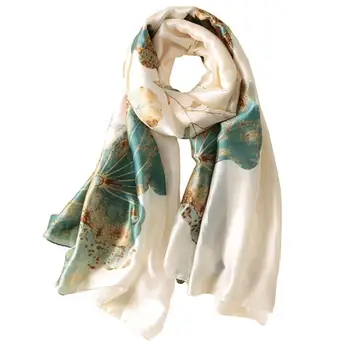 

New Korean version of simple and elegant high-end imitation silk scarf female decorative shawl sunscreen beach towel