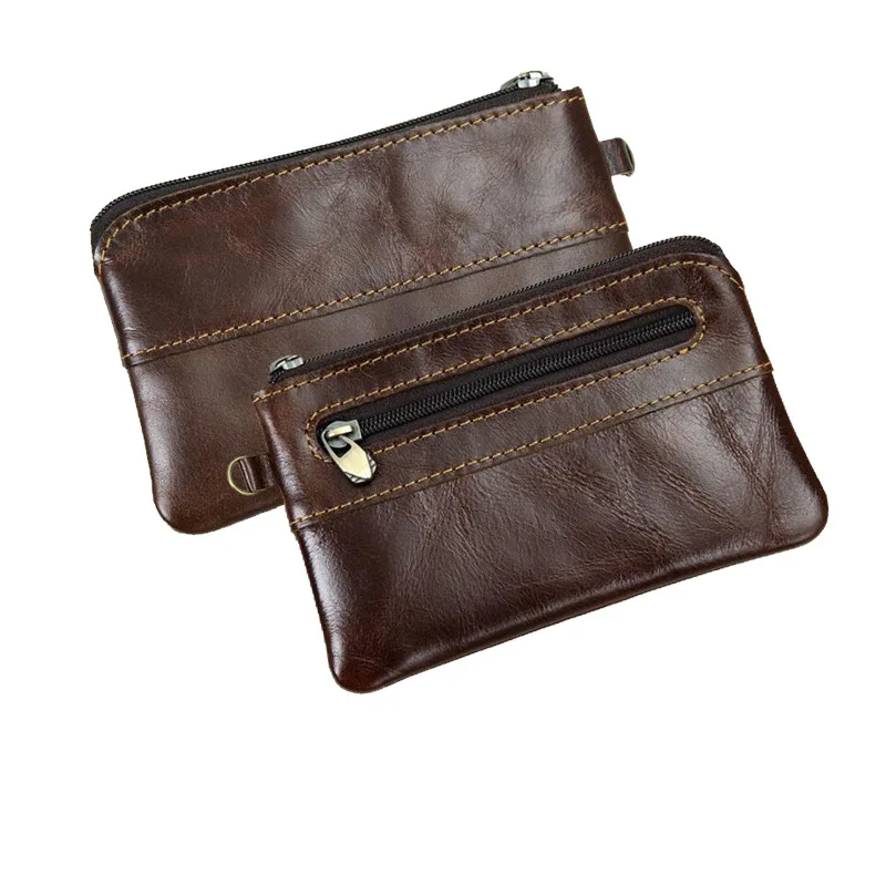

JIULIN Coin Purse Men Genuine Leather Wallets Men Wallet Women Vintage Slim Zipper Short Wallets Card Holder Pouch For Cards New
