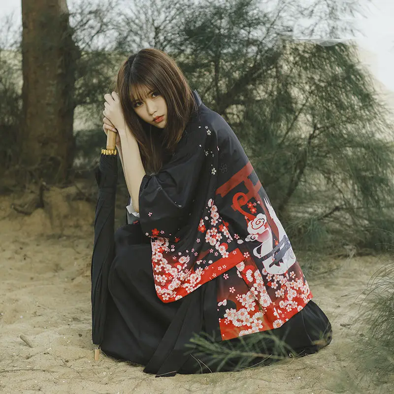 Аниме Печать Японский Kimomo традиционный тонкий Свободный кардиган-кимоно для женщин плюс размер Causl пальто Топ Солнцезащитная одежда