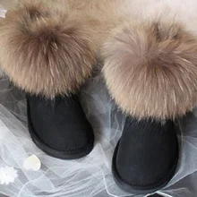 Г., Новая женская обувь женские ботинки брендовая кожаная зимняя обувь на лисьем меху женские ботинки женские зимние ботинки австралийские женские ботинки