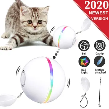 

Cat Toy Smart Interactive 360 Degree Self Rotating Ball LED Rolling Flash Ball Pet Playing Toy USB Rechargable Pets Toys for Cat