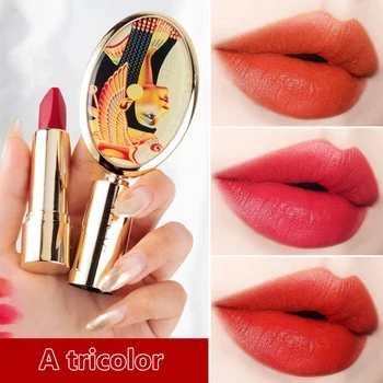 

3 Colors Retro Mirror Matte Lipstick Lasting Non-stick Cup Lip Gloss Non-blooming Waterproof Charm Lip Makeup Cosmetic TSLM1