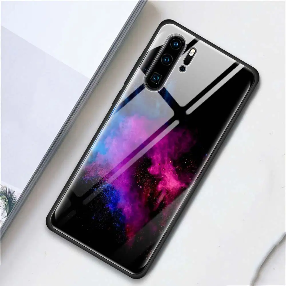 Чехол для телефона из закаленного стекла для huawei mate 10 20 Lite Pro Чехол для Honor 8X 9X 9X Pro задний корпус синий светильник - Цвет: T20